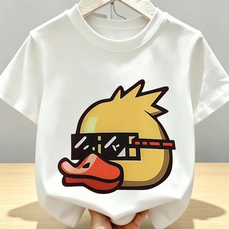 Kids Cool Sunglasses Yellow Duck Print Crewneck Short Sleeve Tee 110 белый