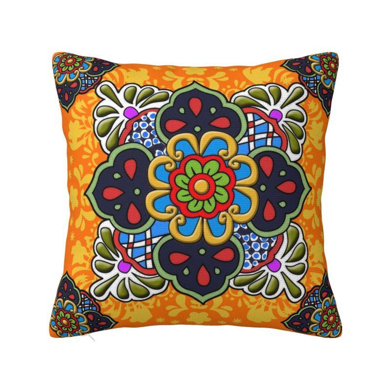 Mexikanische Otomi Blumenzusammensetzung Kunst Moderne Kissenhülle Wohnzimmerdekoration Volksblumenmuster Stuhlkissen