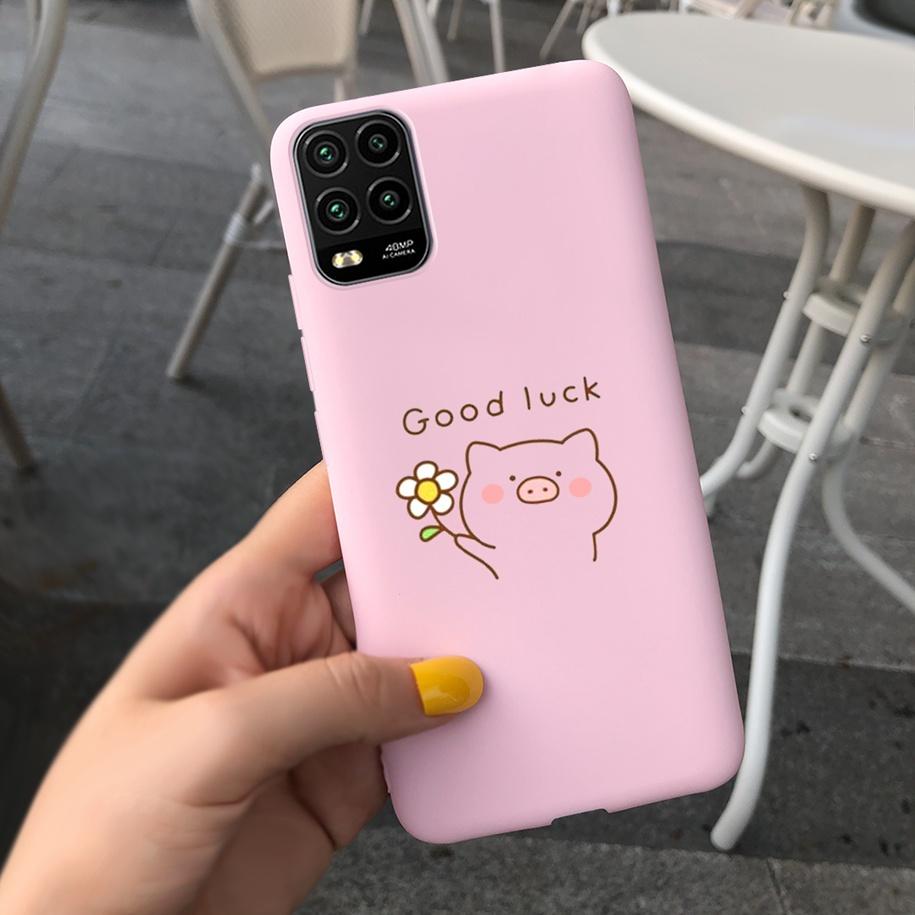 For Xiaomi Mi 10 Lite 5G Case Cute Cartoon Cow Soft-Touch Silicone Bag Back Cover For Xiomi Mi 10 Lite 5G Protector Bumper Funda