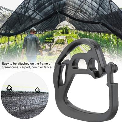 50pcs Greenhouse External Shading System Hook, Black Alloy Plastic Shading Net Hook, Curtain Line Hook