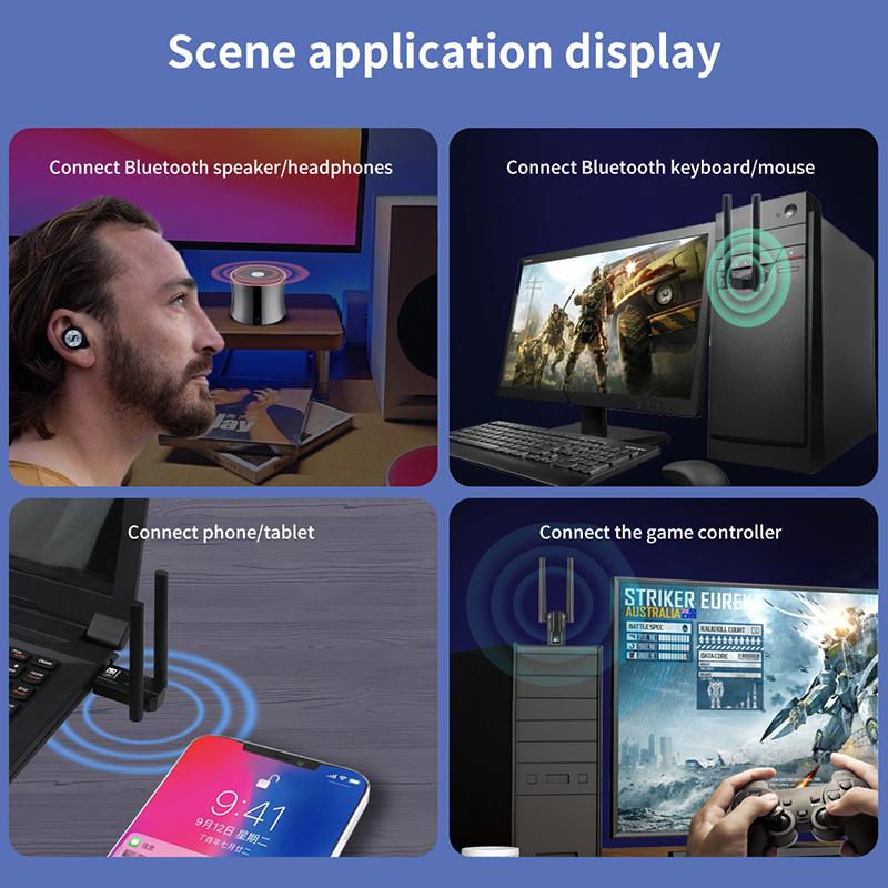 150M Bt5.4 Bluetooth Adapter Driver-Free Usb Transmitter Multi-Device Connection Game Controller Connection Signal Booster Wifi