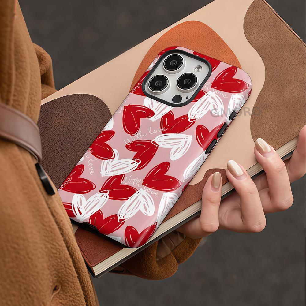 Summer mobile phone case women's cartoon love iPhone protective case two-in-one mobile phone case Apple 17 magnetic case