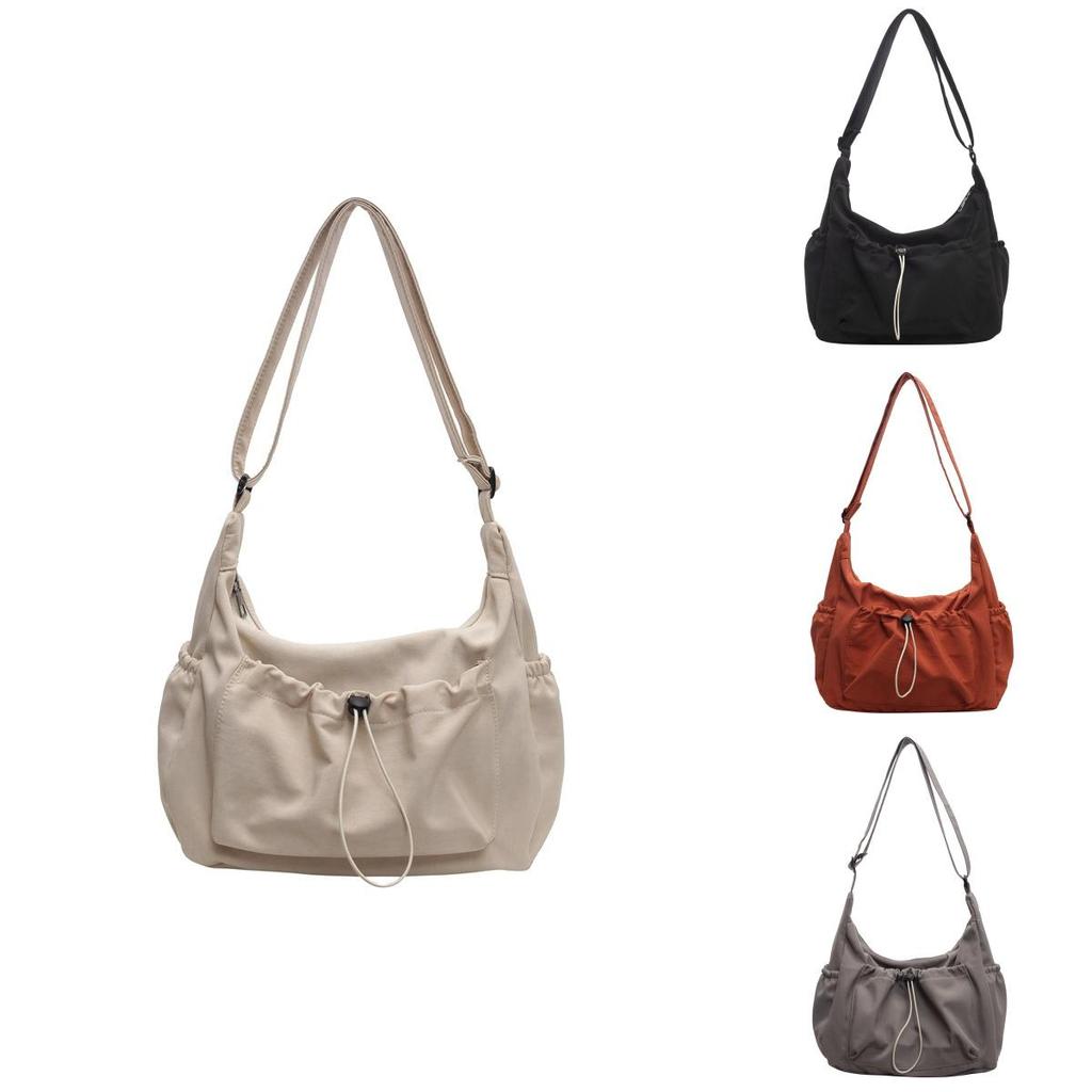 Canvas Ladies Crossbody Bag With Solid Color Drawstring Design For Daily Use And Urban Style