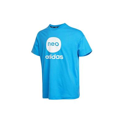adidas Alphabet Print Crew Neck T-Shirt Unisex Tops Blue HN8746