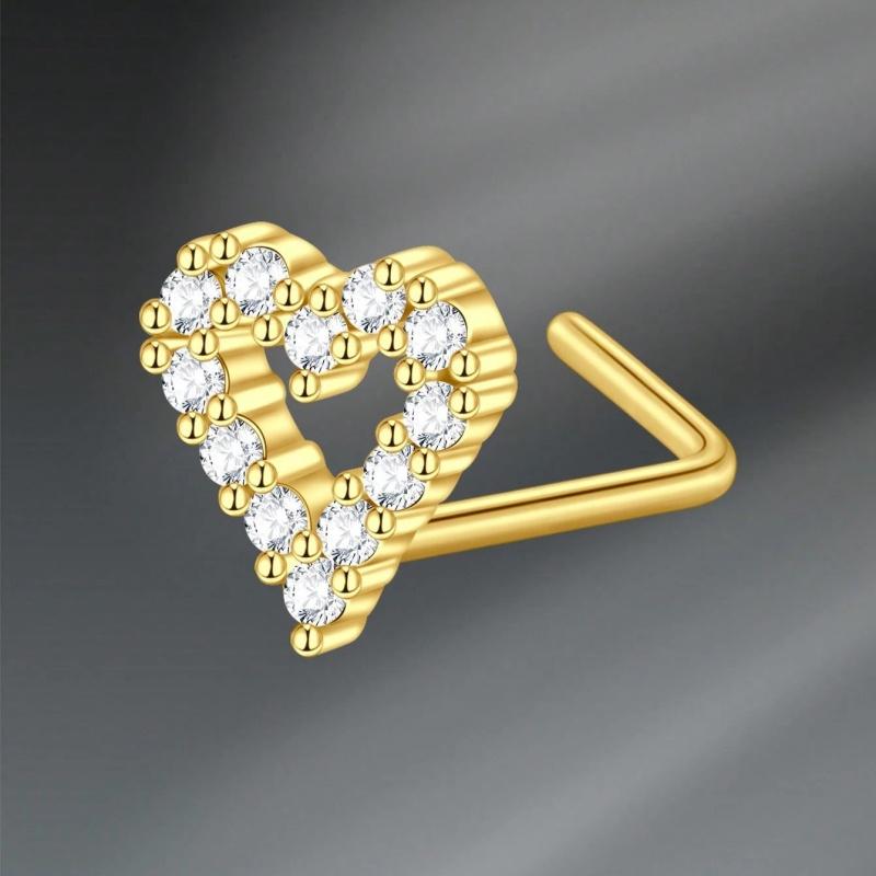 Argolas de Piercing de Nariz em L Coração Lua Fofo Zircônia Brilhante Cor Ouro Prata Piercing de Nariz Para Mulheres Meninas Joias de Narina