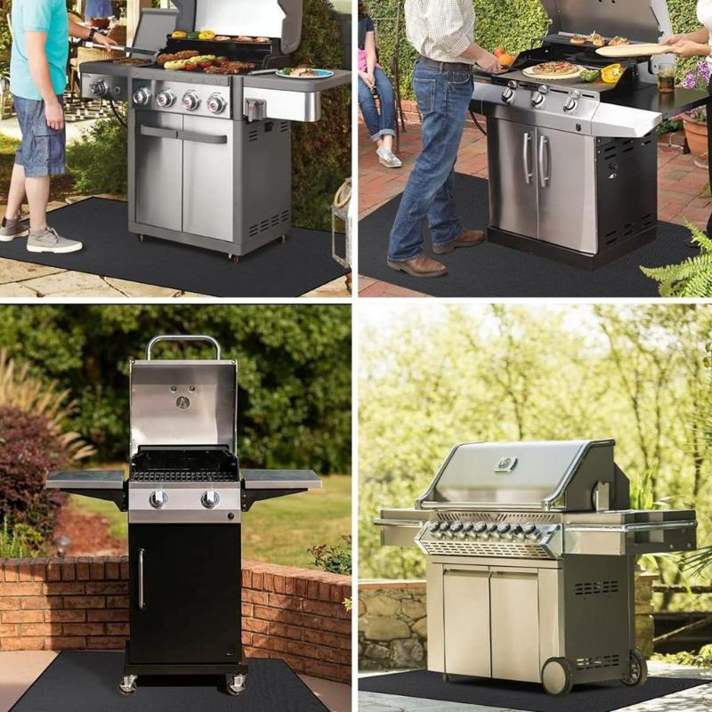 Under Grill Mat Heat Resistant Deck Protective Mat Outdoor Fireproof Grill Pads for Charcoal Gas Grills and Smokers