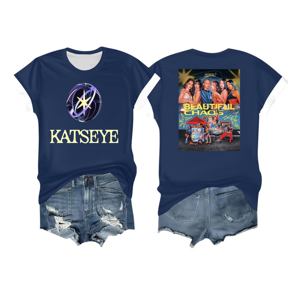 Women's Casual Printed T-shirt Round Neck Pullover Short Sleeve Top