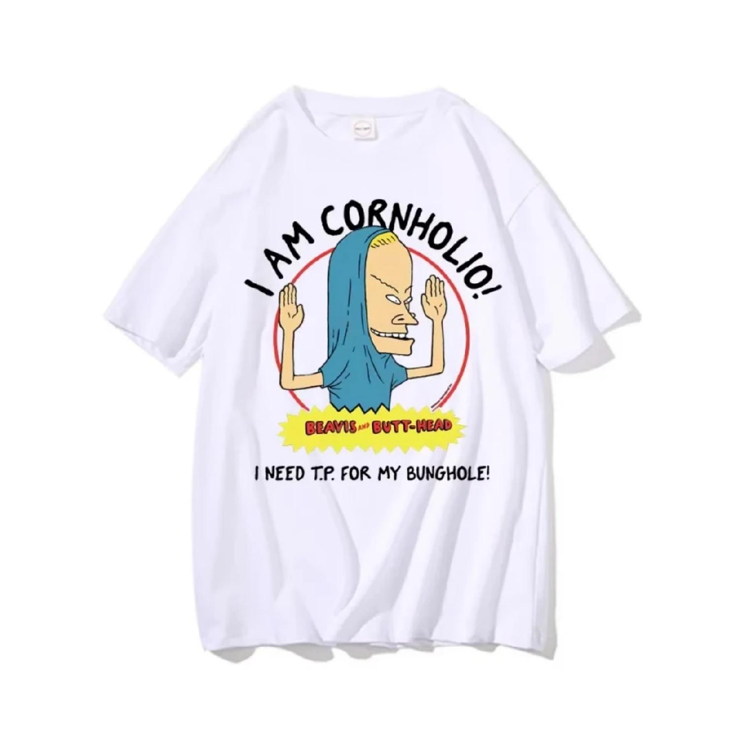 

Футболка I Am Cornholio Бивис Страшное Искусство Подарок Мужская Футболка с Коротким Рукавом Футболка Бивис и Баттхед Мне Нужна Бумага для Моей Задницы Футболка S чёрный