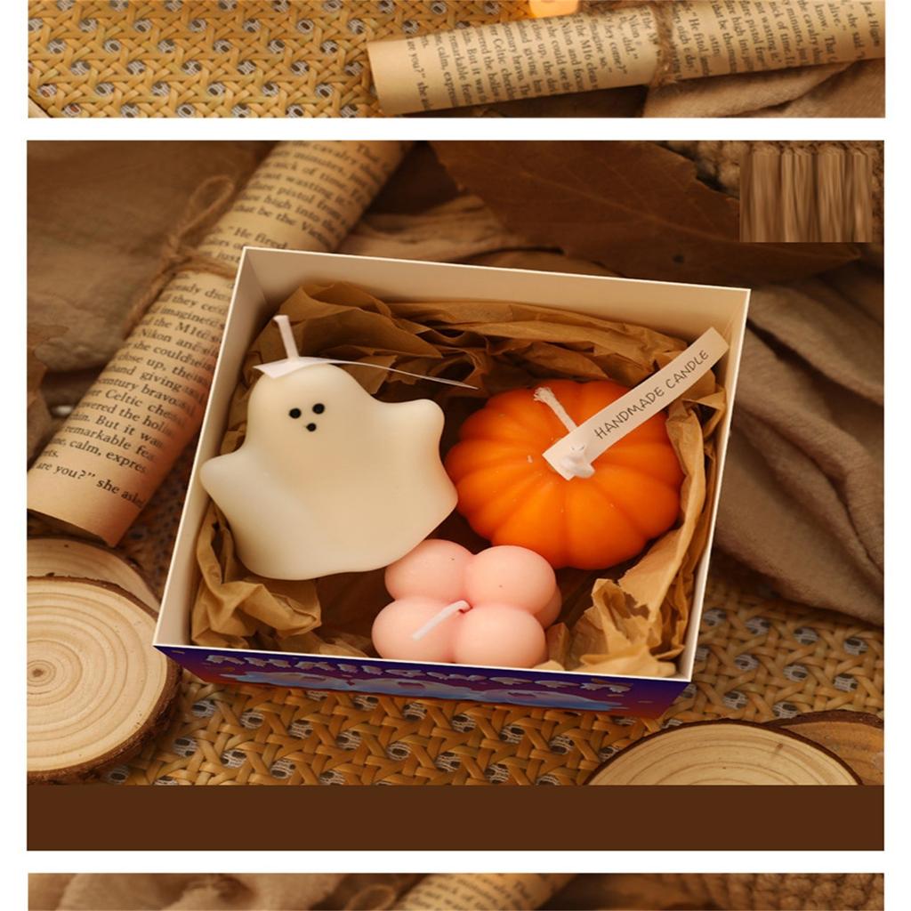 Halloween Ghost Pumpkin Aromathe Candles Decor Cute Halloween Candles Gifts Set Room Decor For Dining Table Party Bedroom
