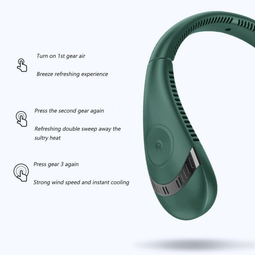 New Neckband Fan Foldable Summer Air Cooling Usb Rechargeable Bladeless Silent Neckband Fan for Sports Running ZH