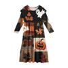 Mädchen Stufenkleid mit Rüschen Halloween Tag - Langärmeliges Maxikleid mit Druck und Taschen