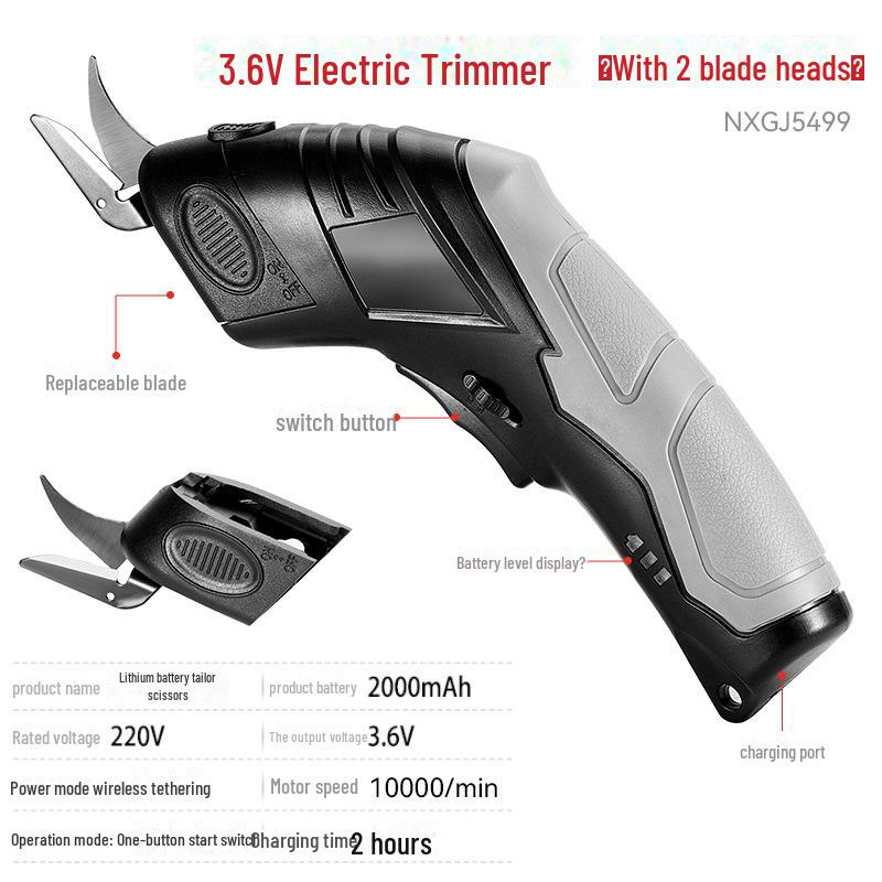 Dobíjecí ruční elektrické nůžky pro stříhání látek, koberců a kůže
