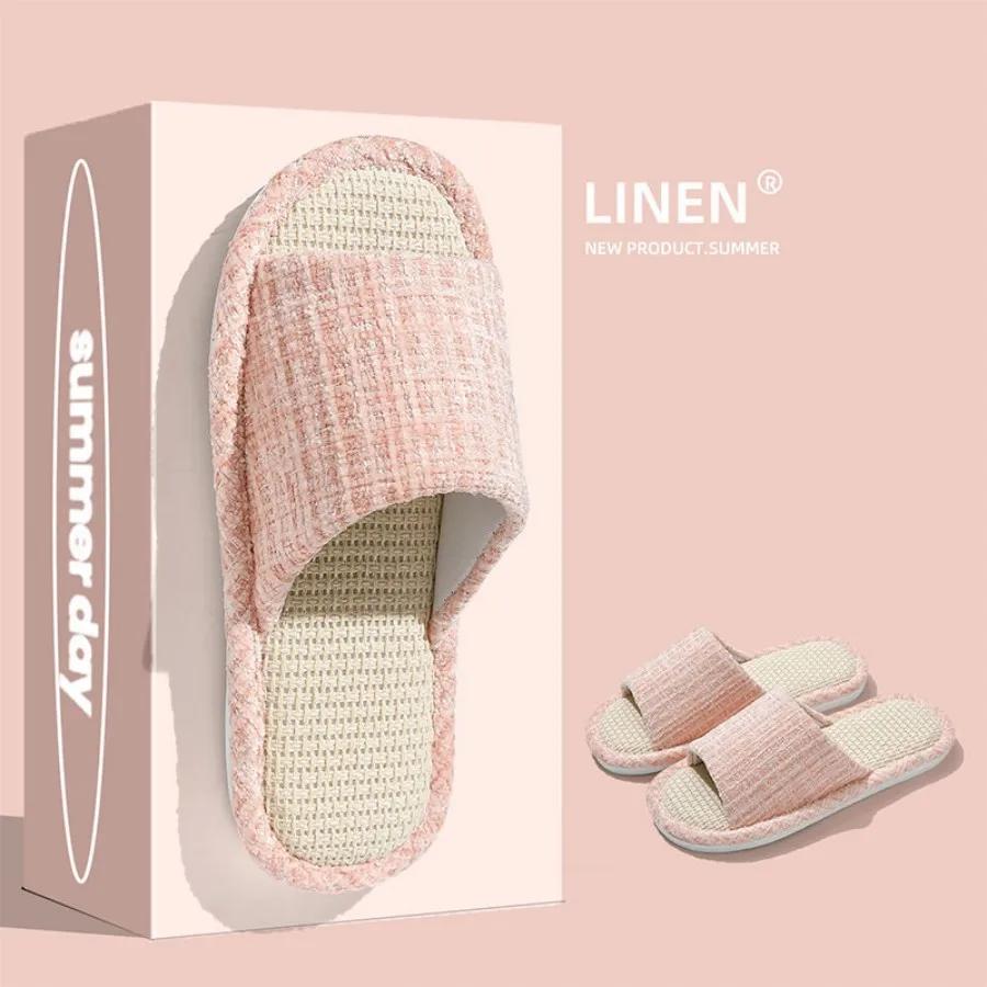 Fashion 20254 New Women's Fashion Home Linen Couple Slippers Breathable Home Shoes Moisture Absorbing Anti slip Cotton Linen Slippers