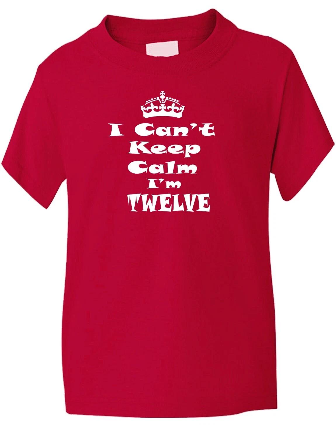 

12th Twelfth Birthday Keep Calm I m 12 Birthday Present Kids T shirt Age 1-13 4XL