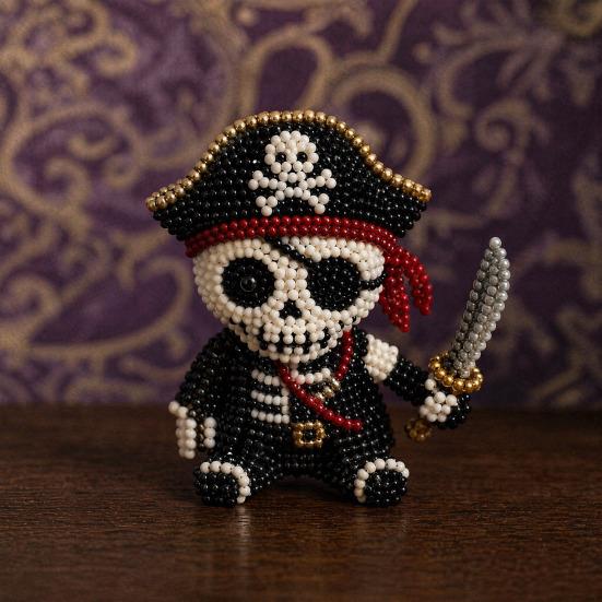 Beaded Skeleton DIY Kit, Tiny 3D Beaded Skeleton Craft Set with Colorful Beads Wire Needle And Instructions, Cute Skeleton Bead Art Kit for Beginners