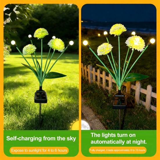 Solar Ground Stake Light Outdoor Flickering Firefly Flower Lamp Waterproof