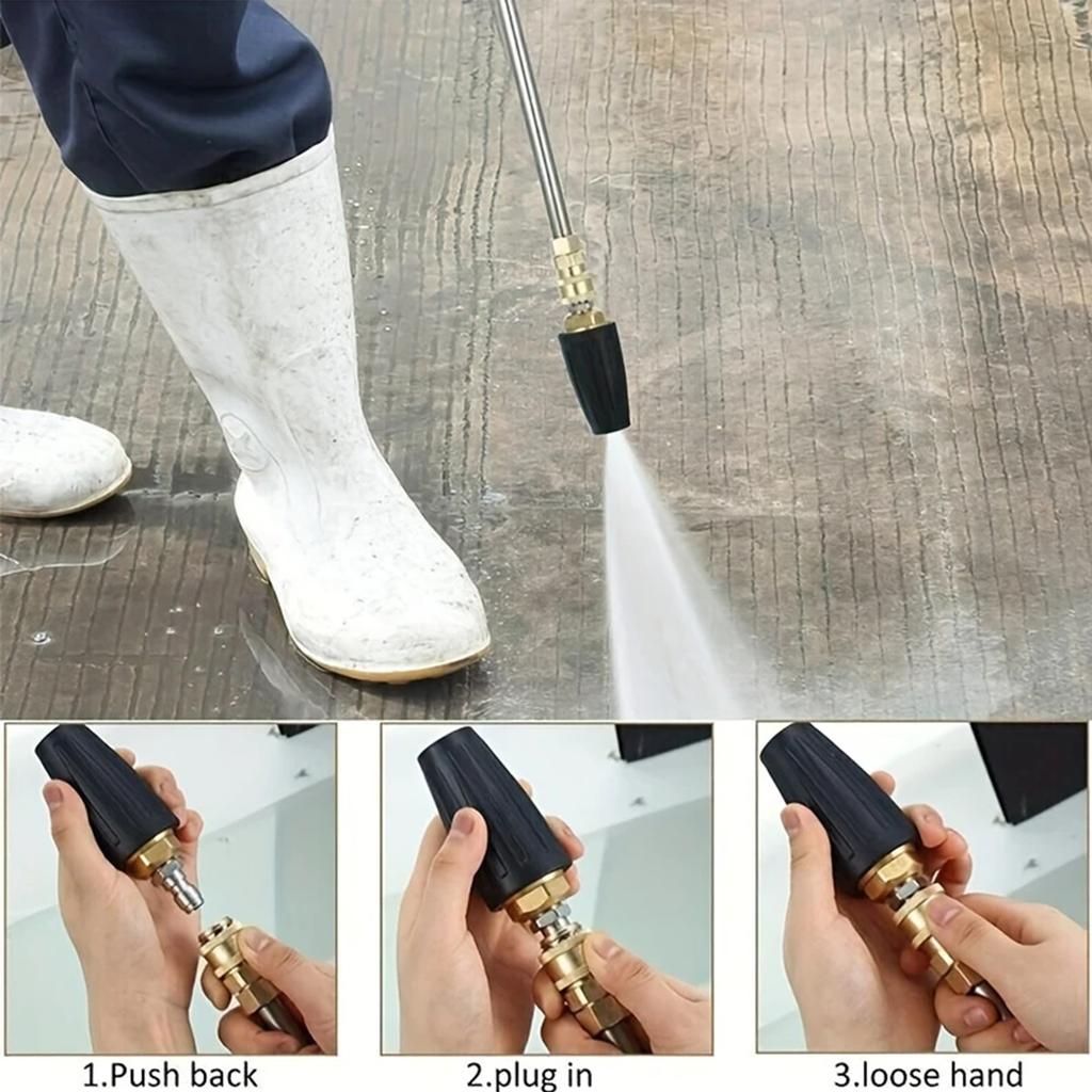 Rotating Turbo Nozzle Tip 1pcs 1/4" QC 3000psi Max 3.0GPM for Brick Concrete Vinyl Surfaces