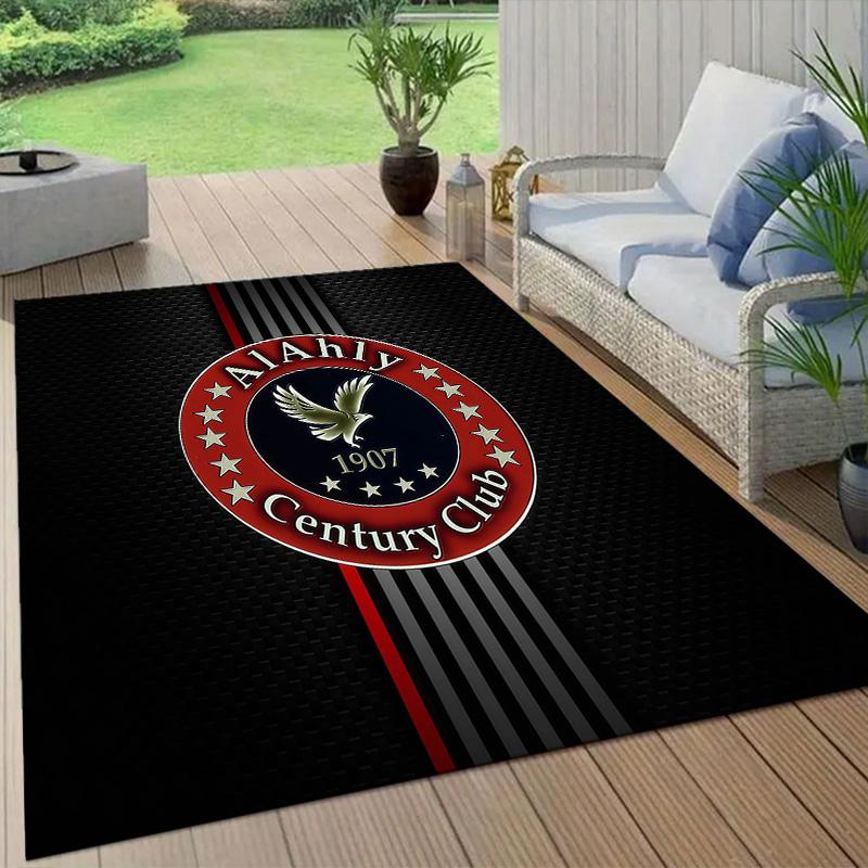 Al Ahly Sporting Club2 Flannel Pattern Square Carpet,Area Rug,Carpet Rug for Living Room Bedroom Sofa Playroom Decor,Non-slip Floor Mat