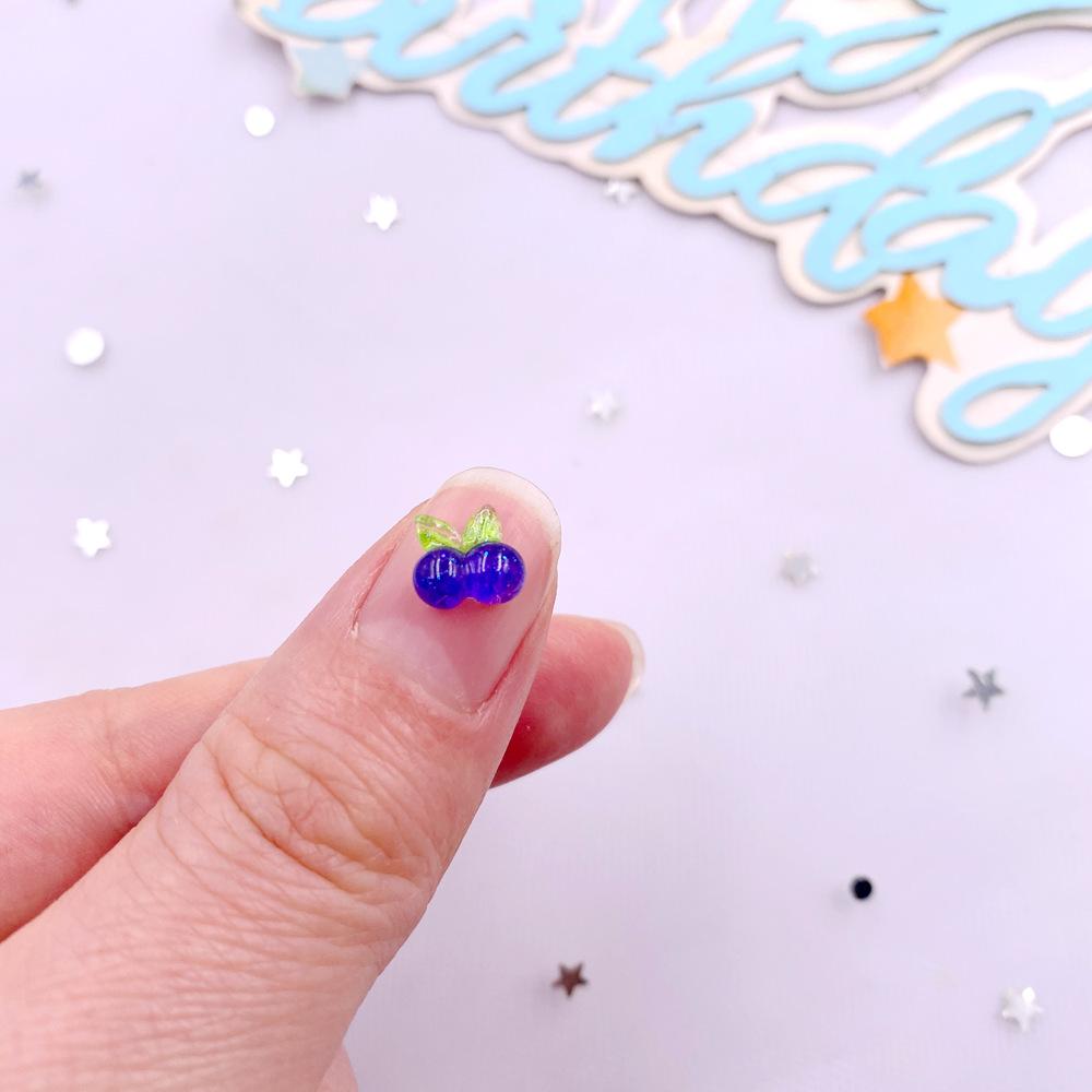 100pcs Resin Colorful Glitter Grape Cherry Tomato Fruits Nails Art Flat Back Rhinestone Appliques DIY Scrapbook Figurines Crafts