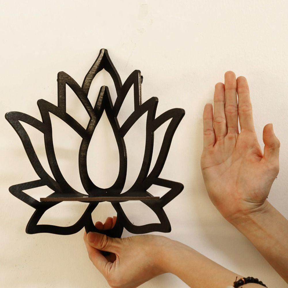 Hollow Lotus Floating Wall Shelf Hanging Wall Display Shelf Corner Decorative Rack Potted Plants