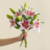 3D Textured Lily with Two Flowers & Bud - Moisturizing Glue Paper Artificial Flowers for Home, Photography, or Wedding Decor