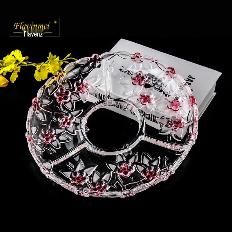Flavinmci European Rose Crystal Glass Fruit Plate