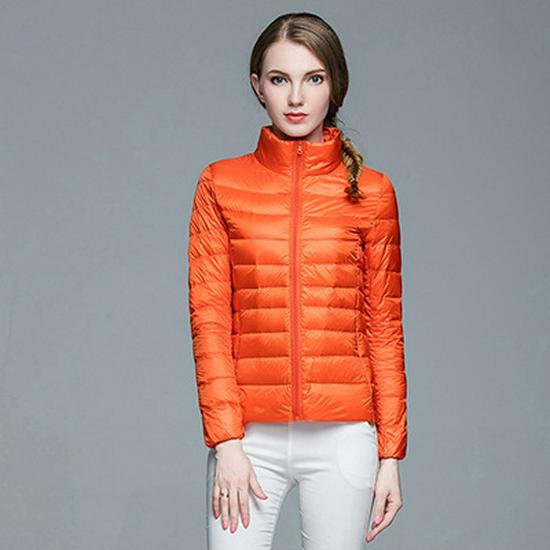 Korean Style Women's Lightweight Slim Fit Down Jacket - Stand Collar, Short, Plus Size, Autumn/Winter