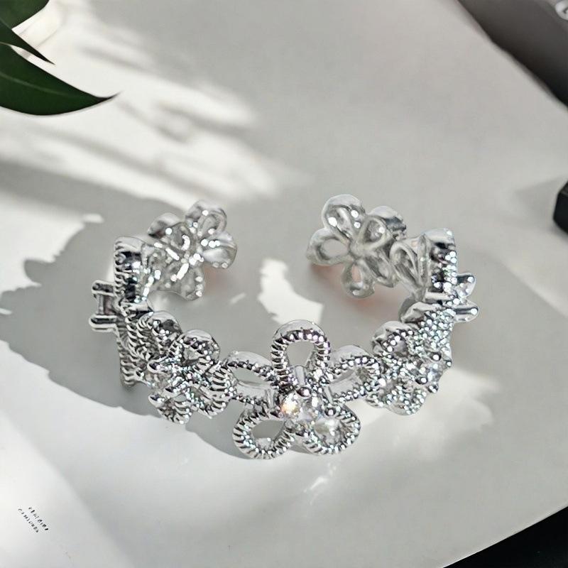 Fashion Light Luxury Iris Cross Open Ring Femininity High Sense Niche Design Exquisite Ring