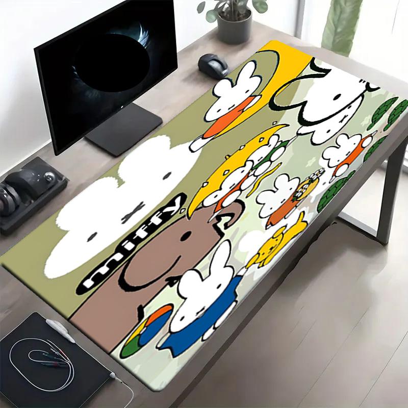 Miffy Print Mouse Pad, Anti‑Slip Desktop Keyboard Mat, for PC Laptop Gaming Working Daily Use, Cool Festival Surprise Gift