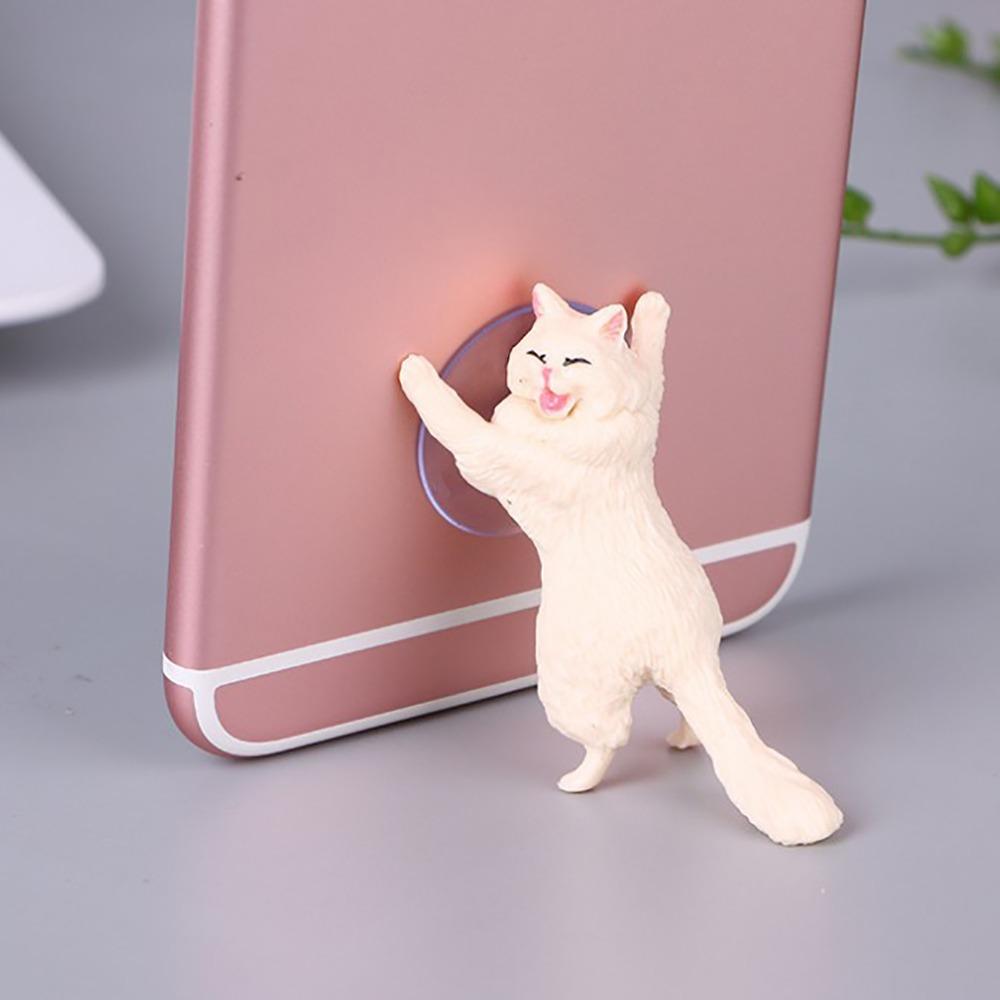 Cute Resin Cat Phone Holder Sucker Design Cartoon Mobile Phone Stand Holder Smartphone Holder Home Office