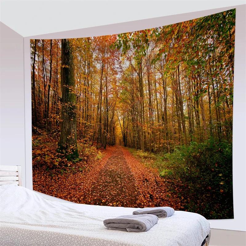 Forest Pathway in the Misty Mountain Tapestry Wall Hanging Art Nature Landscape Tapestries Home Decor for Living Room Bedroom