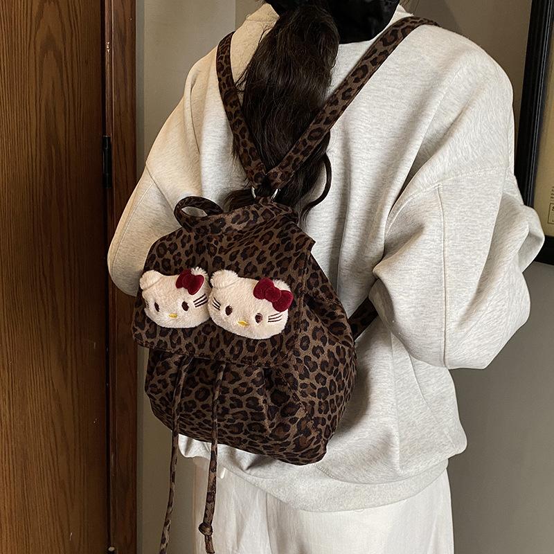 Tide Cool Leopard Print Boys And Girls Backpack Kindergarten Baby Small Schoolbag Cartoon Cute Kitten Children'S Backpack