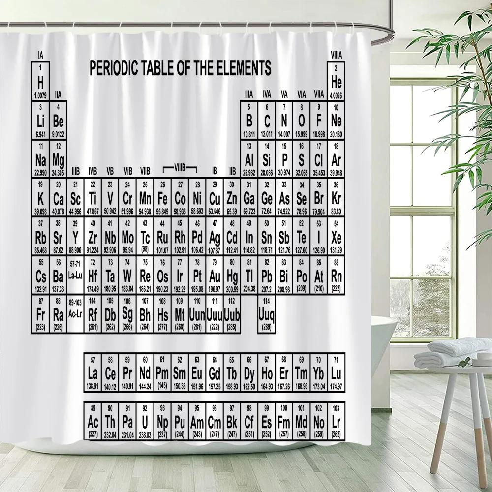 Periodic Table Of Elements Shower Curtains Modern Chemical Form Printing Polyester Children Bathroom Decor Bath Curtain Hooks