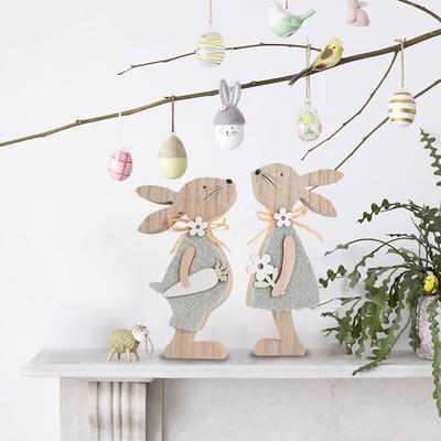 Velikonoční dekorace do domácnosti Dřevěná dekorace s králíkem Farmářský králík Vícevrstvý tác Dekorace Velikonoční dekorace na stůl s králíkem