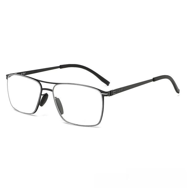 Ultra-Lightweight Photochromic Anti-Blue Light Presbyopia Glasses Fashionable Metal Double-Bridge Reading Eyewear 0 To +4.0