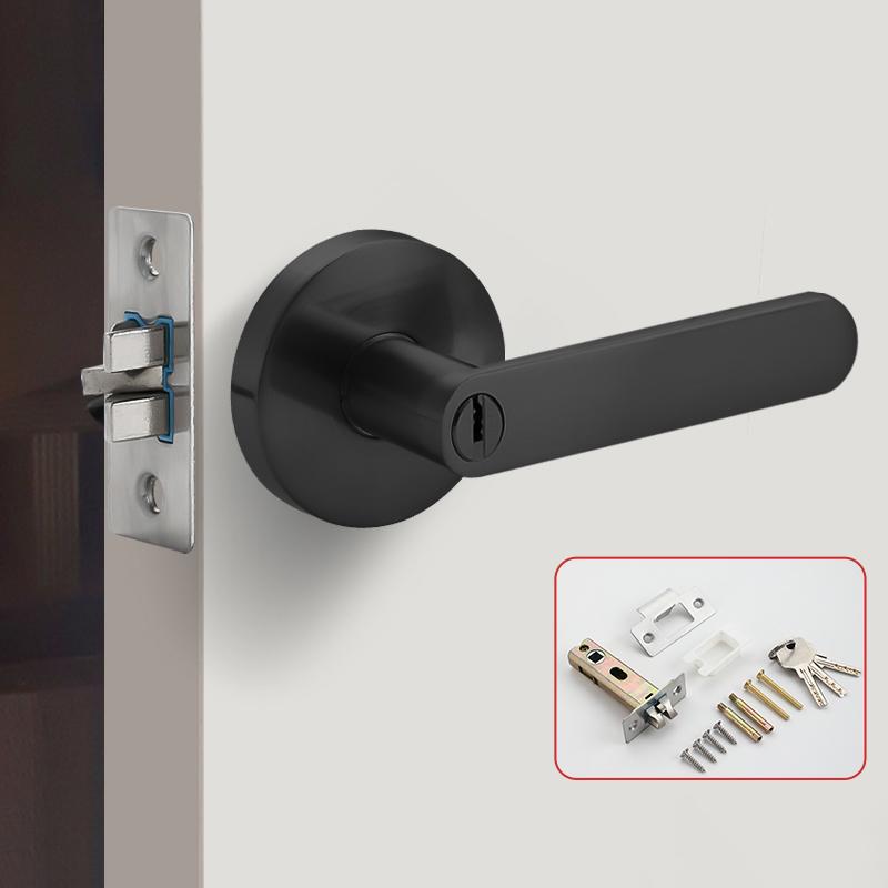 Door Handle Door Lock High-Grade Zinc Alloy Replacement Spherical Lock Bedroom Bathroom Three-Bar Door Lock Hardware