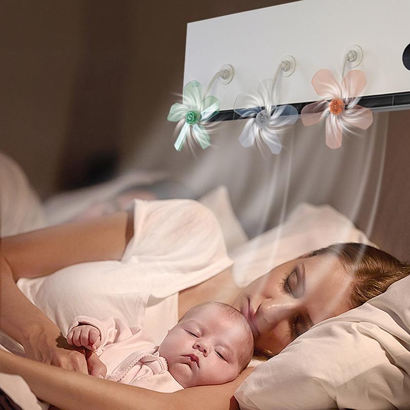 3Pcs Wall Mounted Conditioning Guide Fan Plastic Adjustable Suction Cup Air Conditioning Ventilator Windmill Shaped