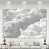 White Cloud Sky Tapestry Single Sided 2D Print Soft Polyester Wall Tapestry Living Room Bedroom Dorm Minimalist Decor Calm Gift