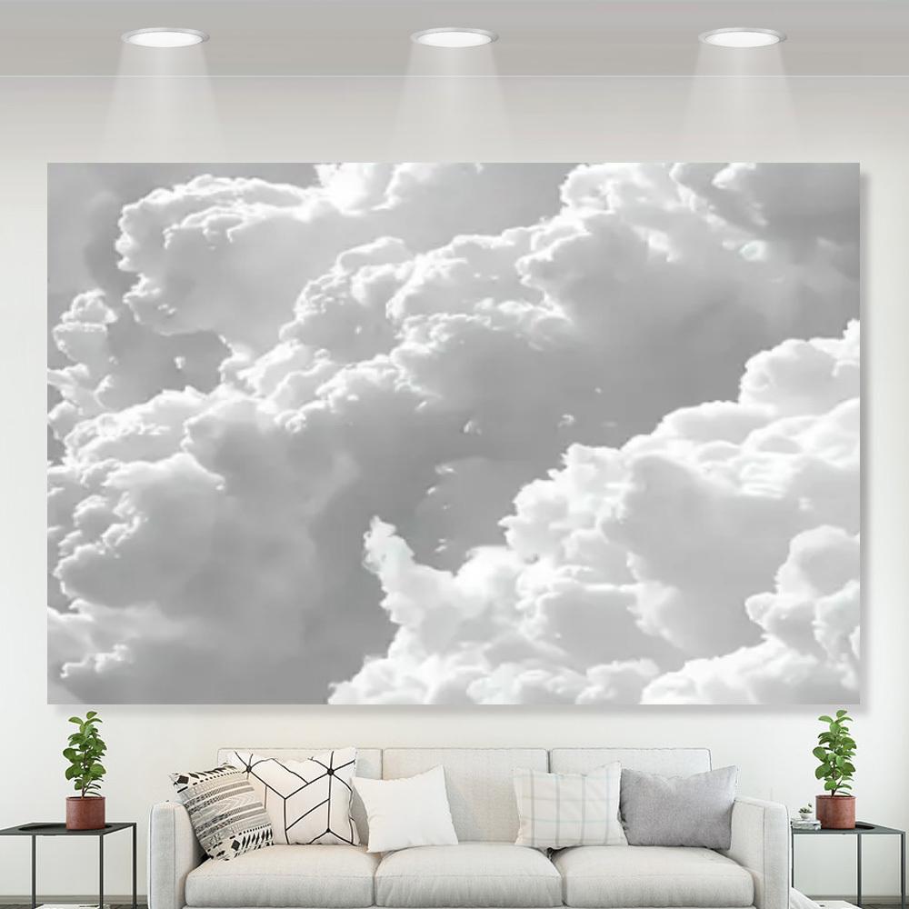 

White Cloud Sky Tapestry Single Sided 2D Print Soft Polyester Wall Tapestry Living Room Bedroom Dorm Minimalist Decor Calm Gift 74x94cm(29x37in)