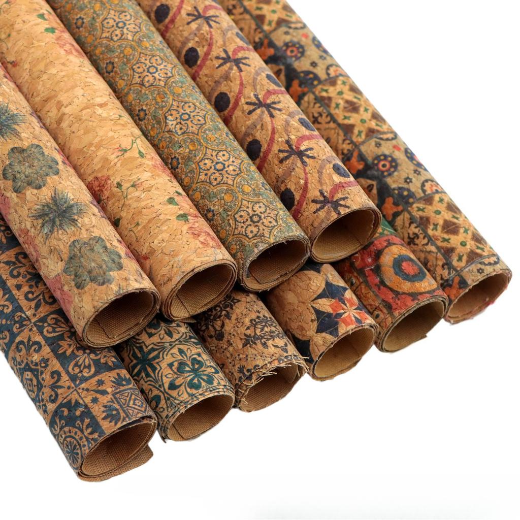 Wood Grain PU Leather Sheet 20x33cm, Cork Touch Faux Leather for DIY Crafts and Decorative Projects