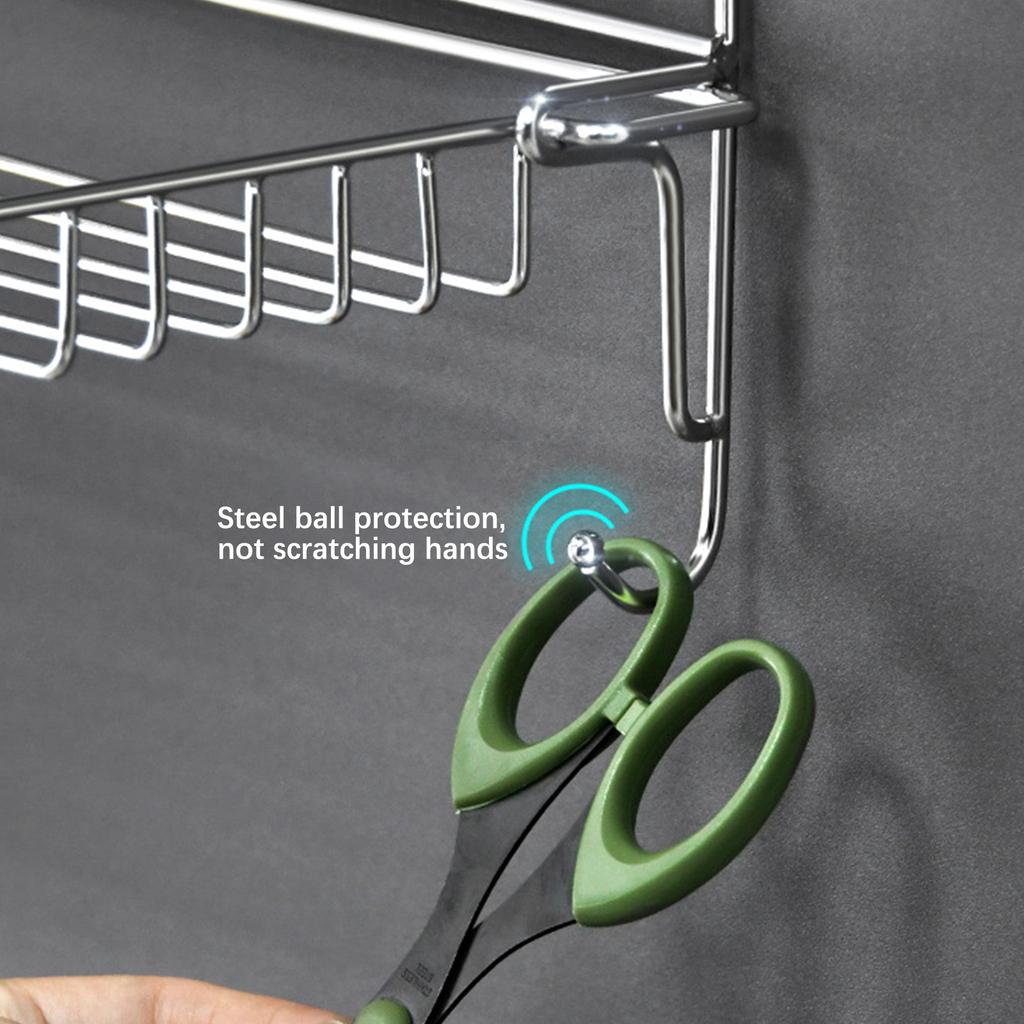 Stainless Steel Folding Storage Rack with Hook and Non Punching Bathroom Storage Rack