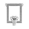 French Vintage Wearable Flower Vase Necklace Baroque Style Silver Plated Frame Vase Brooch Miniature Size Metallic Texture