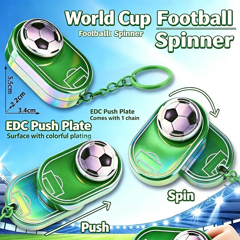 Football Themed Iridescent Plating Rotatable Fidget Slider Keychain Soccer Decompression Toy for Small Surprise Gift Use