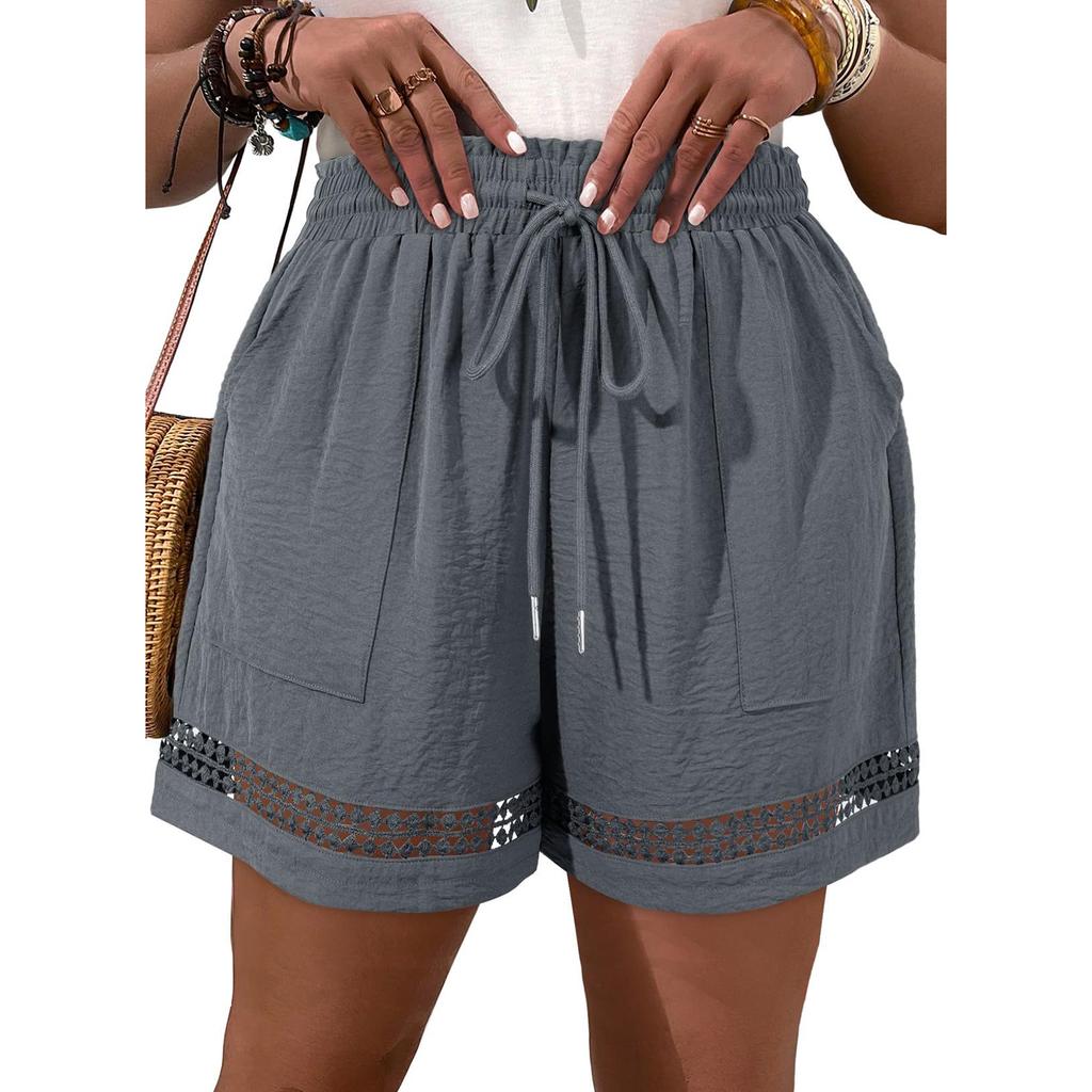Women's Casual Lightweight Pocketed Elastic Waist Shorts
