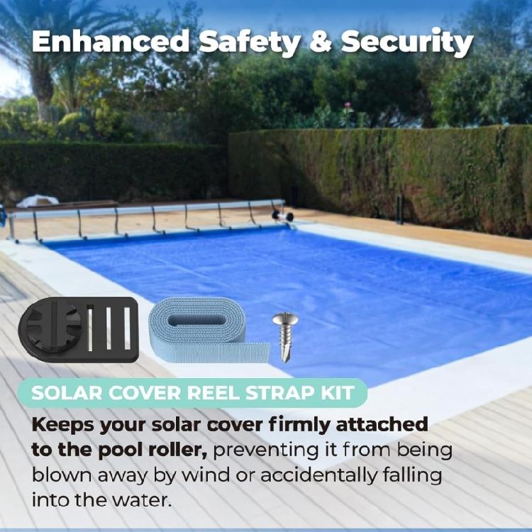 Pool Solar Cover Strap Clip Reel Attachment Set Includes Long Strap and Mounting Screws for Pool Roller System Enduring