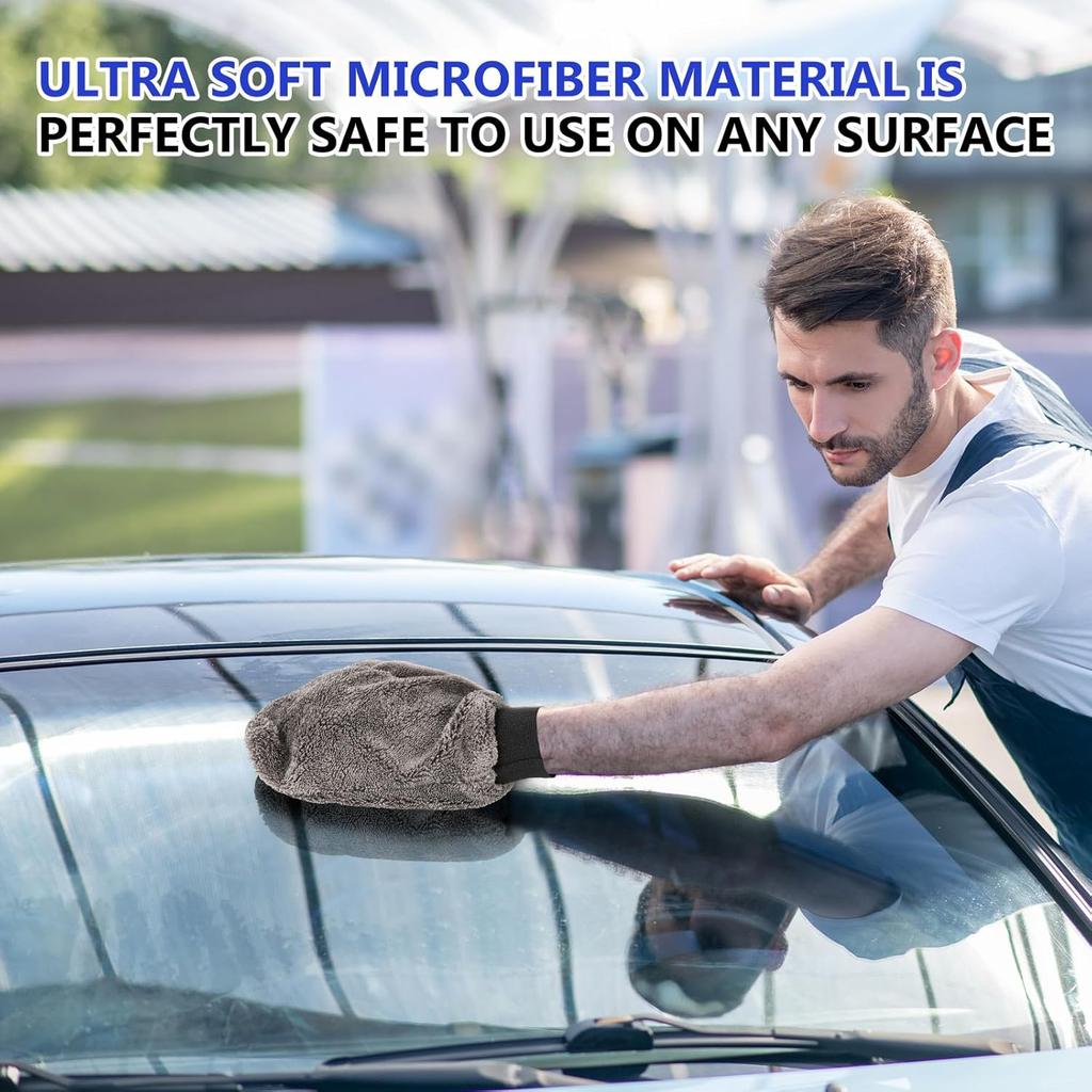 6 Pcs Microfiber Dusting Mitt With Thumb Washable Reusable Household Cleaning Mitt Car Wash Gloves Terry Weave Dusting Gloves For Plant Car Wheel