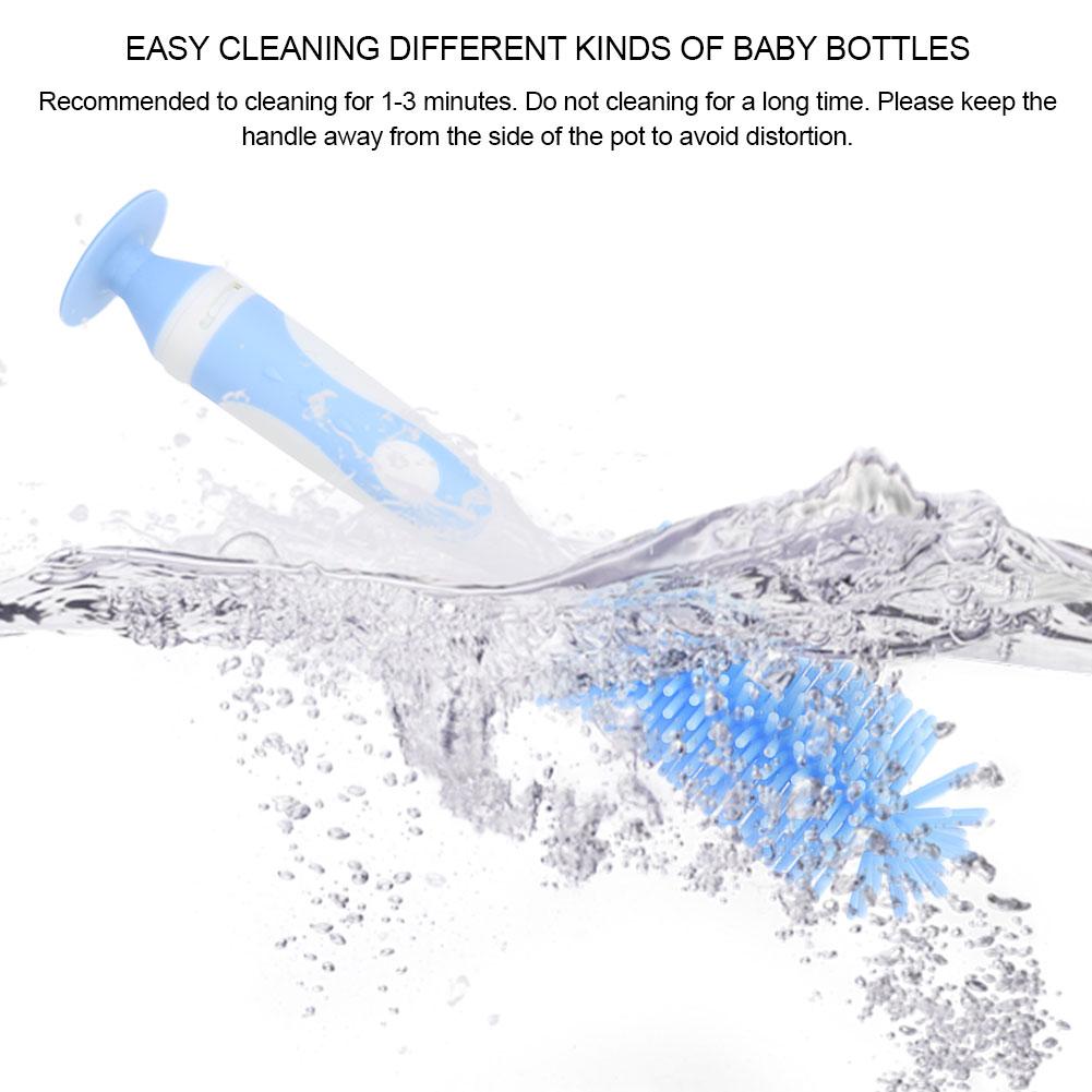 Baby Milk Bottle Cup Cleaner Silicone 360 Degree Cleaning Baby Bottle Cleaner Brush (Blue)