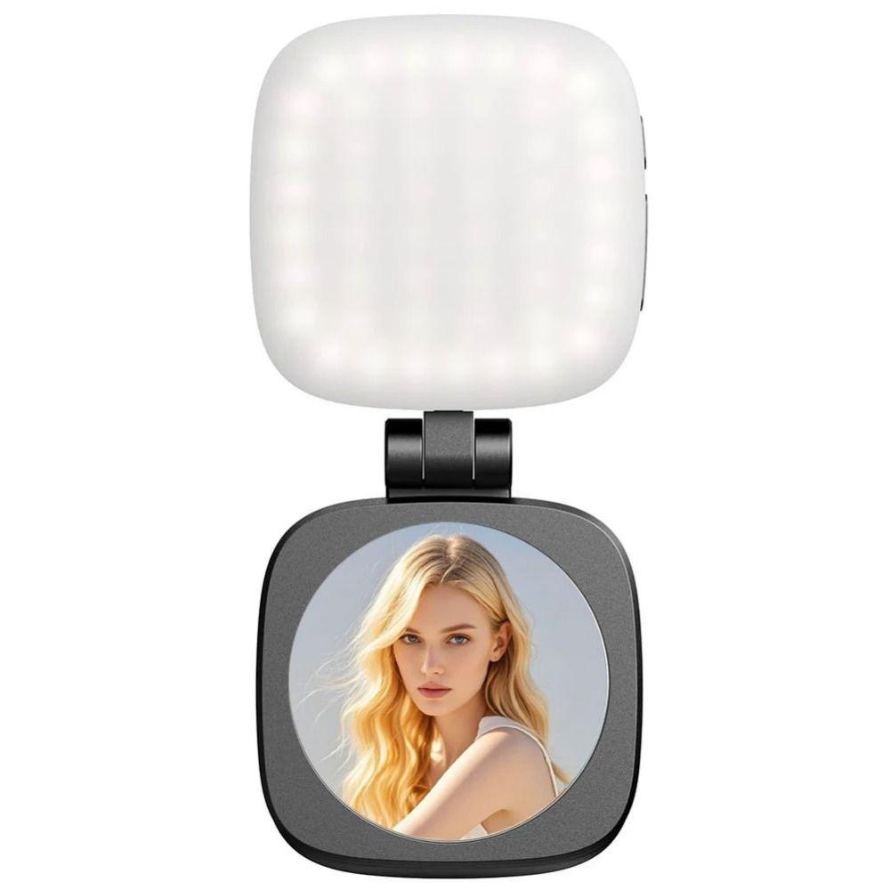 3 Color Mobile Phone Fill Light with Makeup Mirror Folding LED Phone Fill Light  Vlog