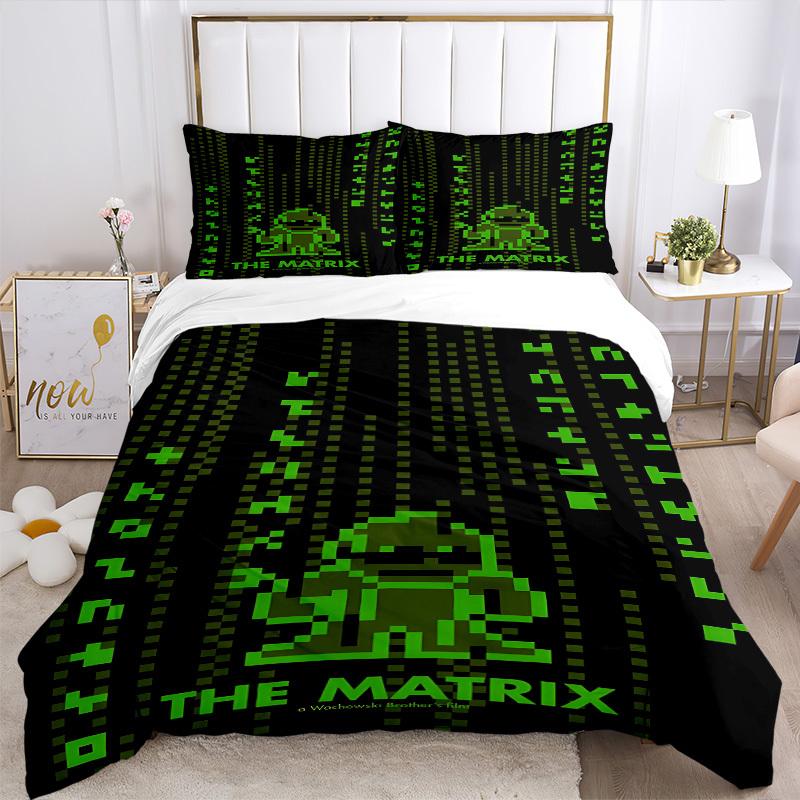 3pcs Matrix Poster Duvet Cover Set (1 Duvet Cover + 2 Pillowcases, No Core) - Comfortable, And Breathable Bedroom Decoration Yy251104048