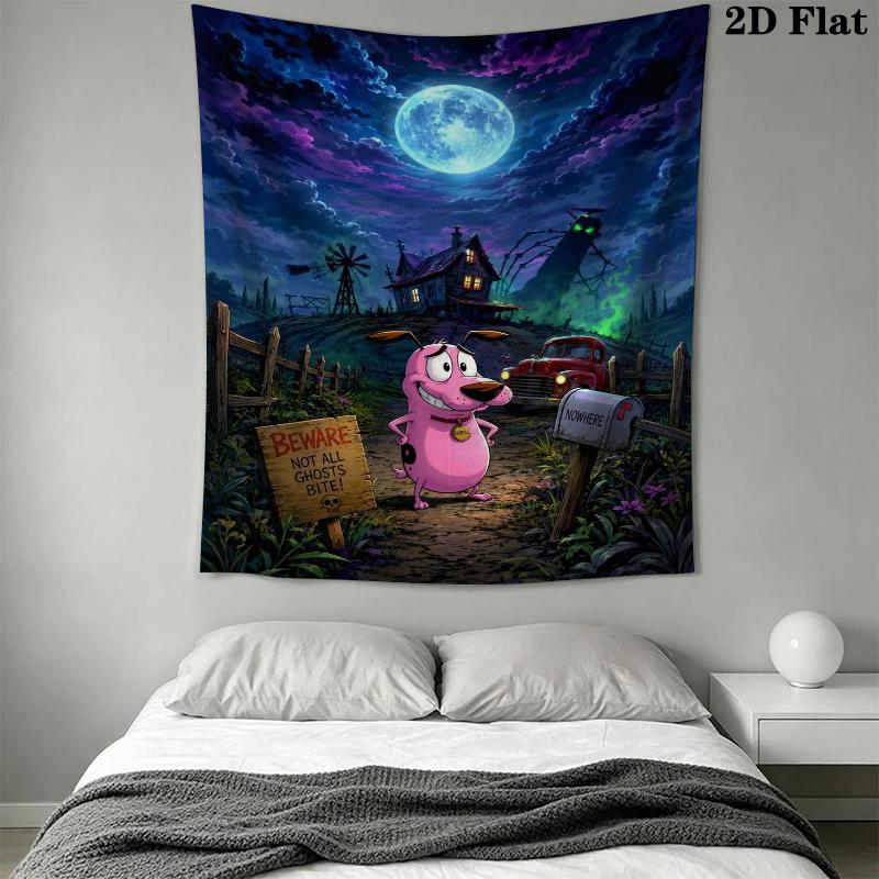 Courage the Cowardly Dog Wall Tapestry Aesthetic Wall Hanging Printed Fabric Blanket Decorative Tapestries for Bedroom Living Room Home Decor